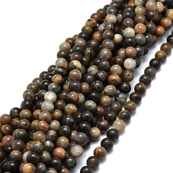 

PandaHall Natural Black Sunstone Beads Strands, Round, 8~8.5mm, Hole: 1mm, about 47pcs/strand, 15.55''(39.5cm) Sunstone Round