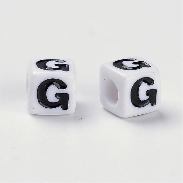 

PandaHall Letter Acrylic Beads, Cube, White, Letter G, Size: about 7mm wide, 7mm long, 7mm high, hole: 3.5mm, about 2000pcs/500g Acrylic...