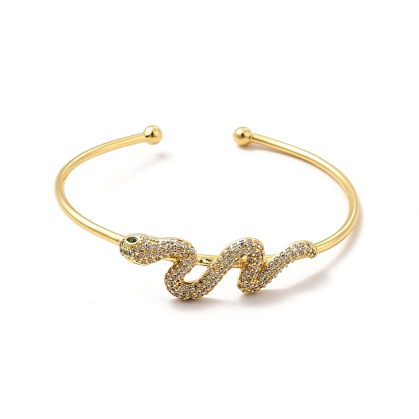 

PandaHall Clear Cubic Zirconia Snake Cuff Bangle, Brass Jewelry for Women, Real 18K Gold Plated, Inner Diameter: 2x2-3/8 inch(5.1x6.05cm)...