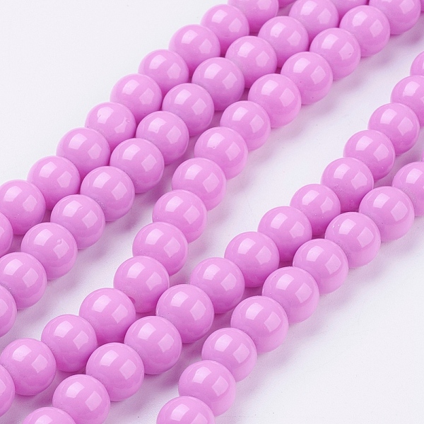 

PandaHall Painted Glass Bead Strands, Baking Paint, Round, Orchid, 8mm, Hole: 1.3~1.6mm, about 100pcs/strand, 31.4 inch Glass Round Purple