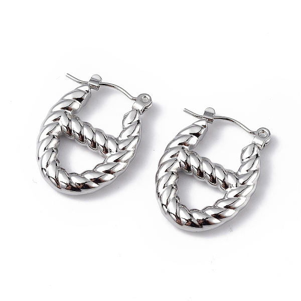 

PandaHall 304 Stainless Steel Oval Hoop Earrings for Women, Stainless Steel Color, 21x16x3.5mm, Pin: 0.6mm 304 Stainless Steel Oval