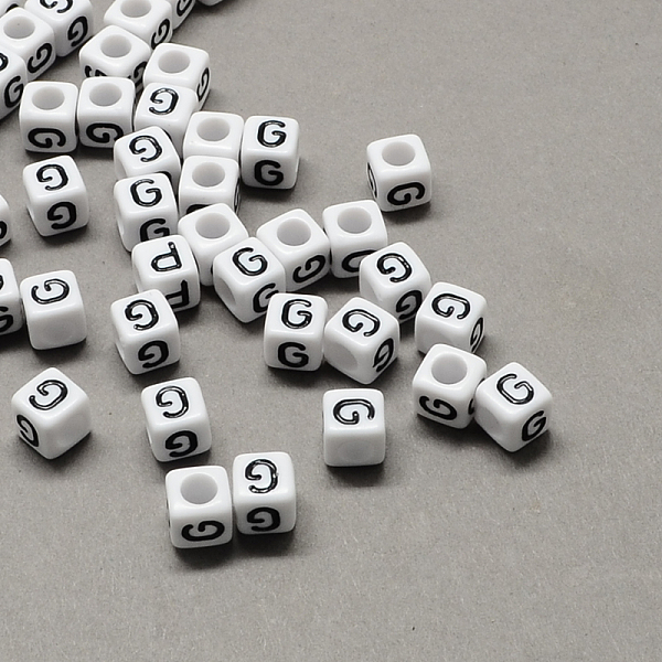 

PandaHall Large Hole Acrylic Letter European Beads, Horizontal Hole, White & Black, Cube with Letter, Letter.G, 8x8x8mm, Hole: 4mm, about...