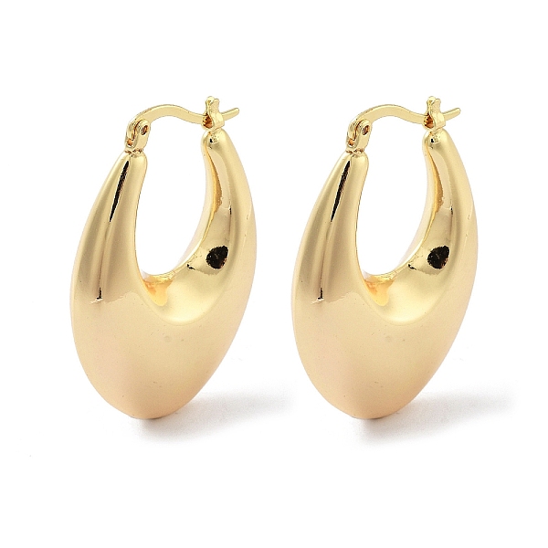 

PandaHall Brass Hoop Earrings, Real 18K Gold Plated, 35.5x8.5mm Brass
