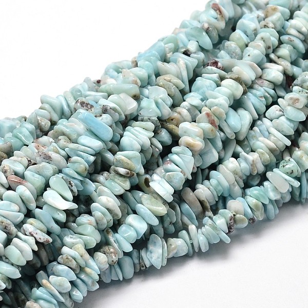 

PandaHall Natural Larimar Chip Beads Strands, 5~14x4~10mm, Hole: 1mm, about 15 inch Larimar Chip