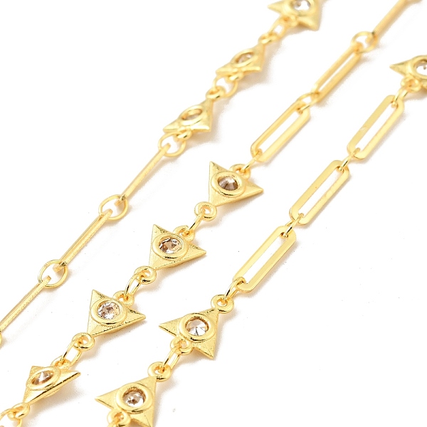 

PandaHall Rack Plating Brass Triangle & Paperclip Chains, with Clear Cubic Zirconia, Long-Lasting Plated, Soldered, with Spool, Cadmium Free...