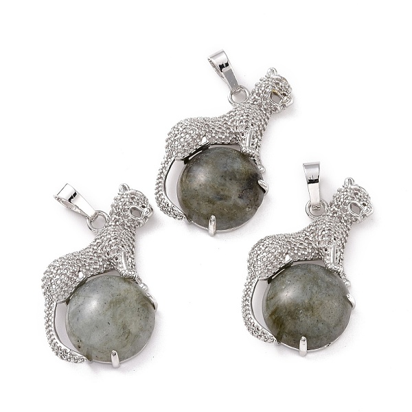 

PandaHall Natural Labradorite Pendants, with Brass Findings, Leopard, Platinum, 36.5x21.5x8.5mm, Hole: 5x8mm Labradorite Leopard