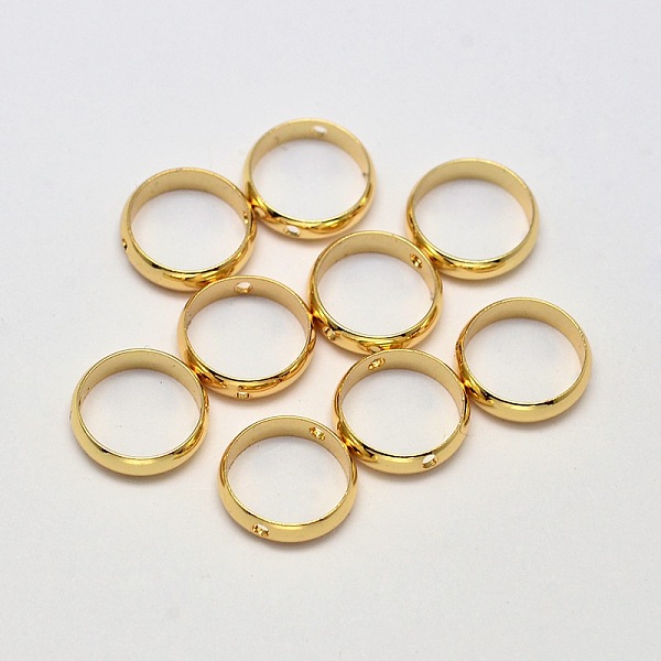 

PandaHall Ring Brass Bead Frames, Cadmium Free & Nickel Free & Lead Free, Real 18K Gold Plated, 10x2.5mm, Hole: 1mm Brass Ring
