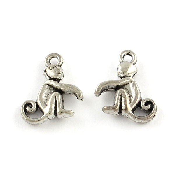 

PandaHall Tibetan Style Zinc Alloy Pendants, Lead Free & Cadmium Free, Monkey, Antique Silver, 15.8x13x3mm, Hole: 1.5mm, about 454pcs/500g...