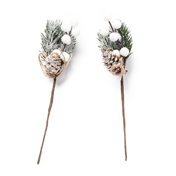 PandaHall Plastic Artificial Winter Christmas Simulation Pine Picks Decor, for Christmas Garland Holiday Wreath Ornaments, Green, 225mm...