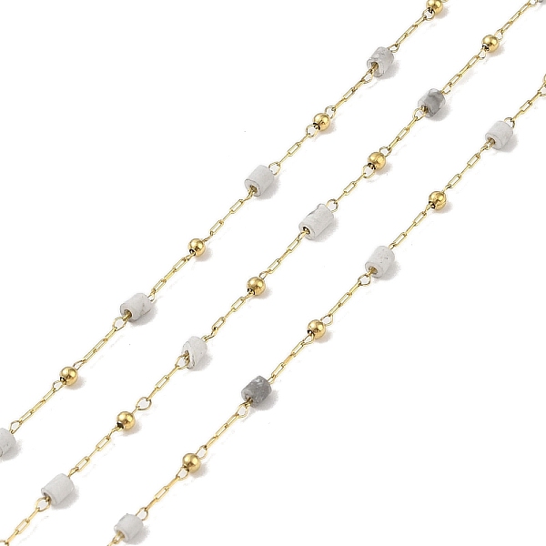 

PandaHall Ion Plating(IP) 304 Stainless Steel Link Chains, Natural Howlite Beads & Spool, Soldered, Real 18K Gold Plated, 6.5x2.7mm, about...