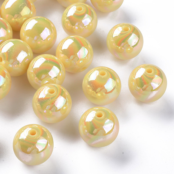 

PandaHall Opaque Acrylic Beads, AB Color Plated, Round, Gold, 20x19mm, Hole: 2~3mm, about 111pcs/500g Acrylic Round Gold