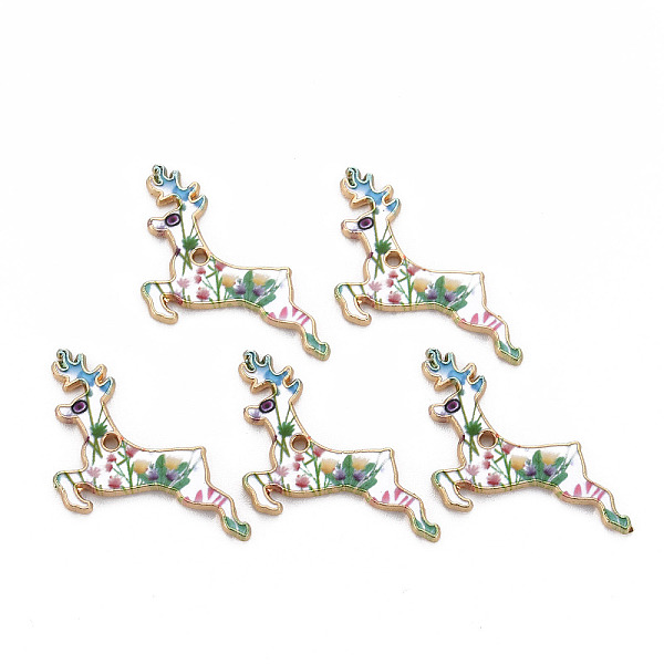 

PandaHall Alloy Enamel Pendants, with Printed, Light Gold, Cadmium Free & Nickel Free & Lead Free, for Christmas, Deer, Sea Green...