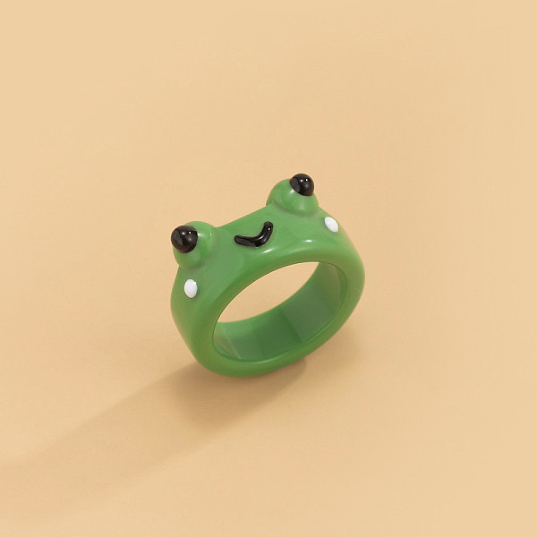 

PandaHall Frog Resin Plain Band Rings for Women Girls, Frog, 17mm Resin Frog