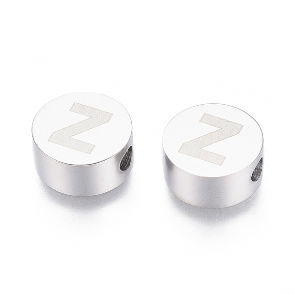 

PandaHall 304 Stainless Steel Beads, Flat Round with Letter, Letter.Z, 10x4.5mm, Hole: 2mm 304 Stainless Steel Letter Z