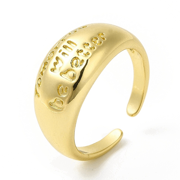 

PandaHall Word Tomorrow Will Be Better Brass Open Cuff Ring for Women, Cadmium Free & Nickel Free & Lead Free, Real 18K Gold Plated, US Size...