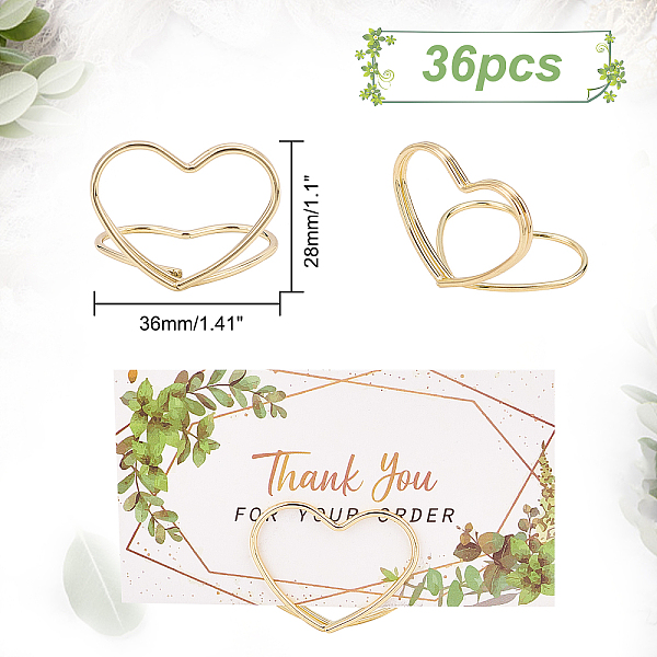 

PandaHall OLYCRAFT 36pcs Place Card Holder Heart Shape Table Number Holder Stands Light Gold Place Card Clips Photo Picture Memo Holder for...