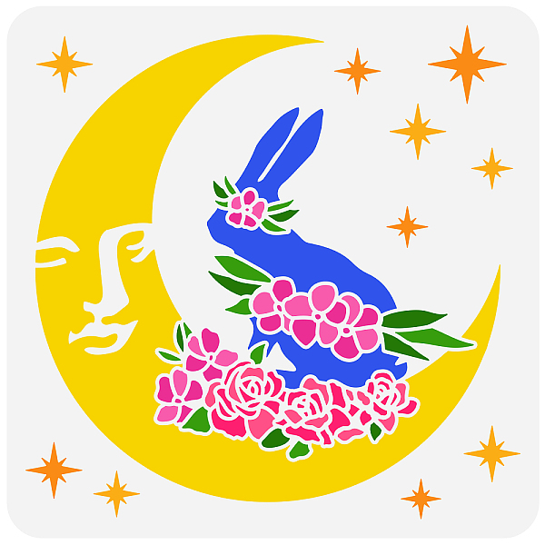 

PandaHall FINGERINSPIRE Moon Bunny Painting Stencil 11.8x11.8 inch Hollow Out Roses Bouquet Craft Stencil Reusable Stars Rabbit Stencil...