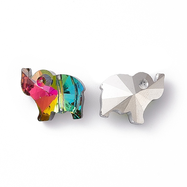 

PandaHall Transparent Glass Beads, Back Plated, Elephant, Colorful, 13x15x8.5mm, Hole: 1.2mm Glass Elephant