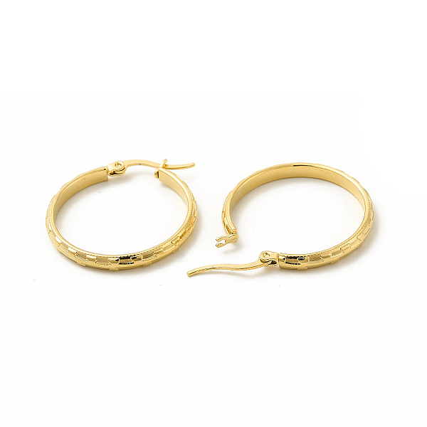 

PandaHall 201 Stainless Steel Hoop Earrings with 304 Stainless Steel Pins for Women, Golden, 29x30x2mm, Pin: 0.6x1mm 201 Stainless Steel...