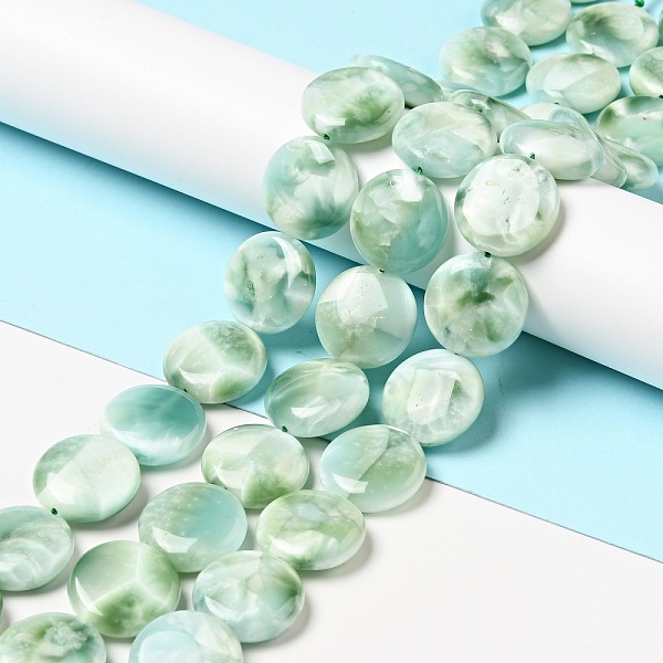 

PandaHall Natural Glass Beads Strands, Grade AB+, Flat Round, Aqua Blue, 20x6.5~8mm, Hole: 1.2mm, about 20pcs/strand, 15.5~15.7''..., Cyan