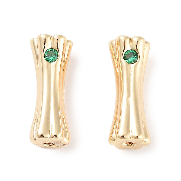 

PandaHall Brass Micro Pave Cubic Zirconia, Tube Beads, Real 18K Gold Plated, Green, 10.5x3.5mm, Hole: 0.8mm Brass Green