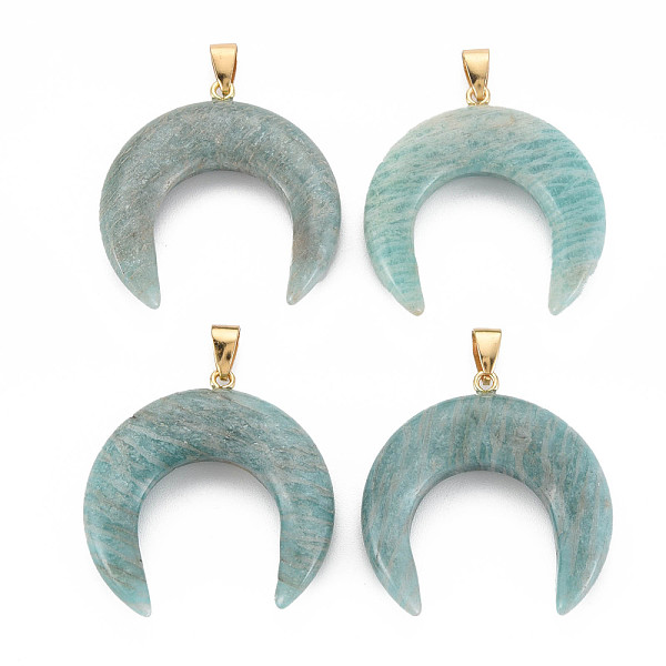 

PandaHall Natural Amazonite Pendants, with Light Gold Plated Brass Findings, Crescent Horn, 36x36x7.5mm, Hole: 3.5x7mm Amazonite Moon