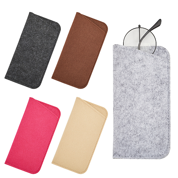

PandaHall Gorgecraft 5Pcs 5 Colors Felt Slip-in Glasses Case, Soft Glasses Storage Pouch Case, Mixed Color, 180x90mm, 1pc/color Fibre..., Multicolor