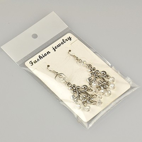 

PandaHall Fashion Tibetan Style Chandelier Earrings, with Glass Beads and Brass Earring Hooks, Clear, 68mm Glass Clear