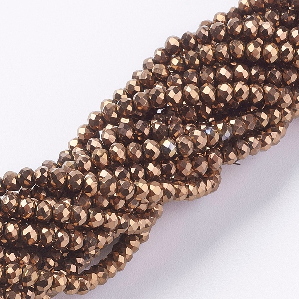 

PandaHall Electroplate Glass Beads Strands, Full Plated, Faceted, Rondelle, Golden Plated, 3x2mm, Hole: 0.8mm, about 185~190pcs/strand...