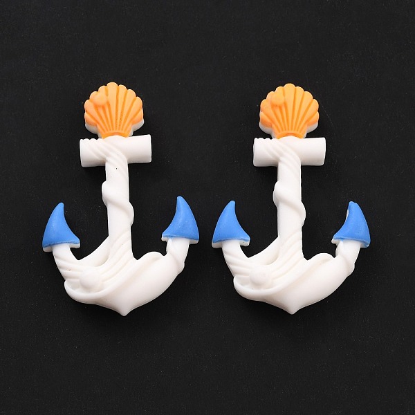 

PandaHall Opaque Resin Cabochons, Ocean Theme, Anchor with Shell, White, 34.5x22.5x6.5mm Resin Anchor & Helm White