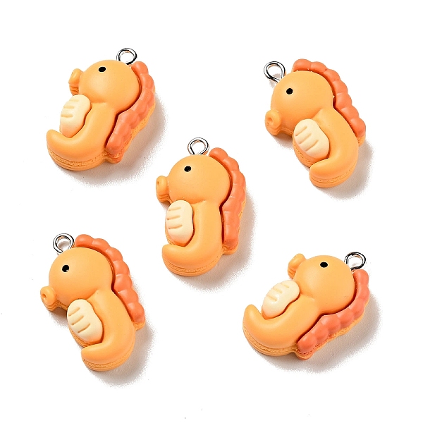 

PandaHall Opaque Resin Pendants, Sea Horse Charm, with Platinum Tone Iron Loops, Orange, 27x16.5x8.5mm, Hole: 2x2.7mm Iron+Resin Sea Horse...