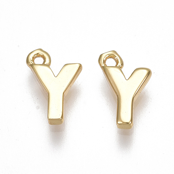 

PandaHall Brass Charms, Letter, Nickel Free, Real 18K Gold Plated, Letter.Y, 8.5x5.5x1.5mm, Hole: 0.8mm Brass Letter