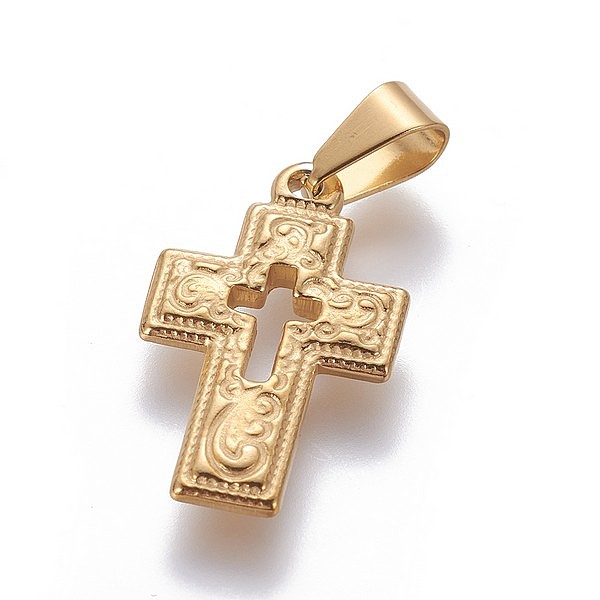 

PandaHall 304 Stainless Steel Pendants, Cross, Golden, 23.8x14.5x2.4mm, Hole: 8x4mm 304 Stainless Steel Cross