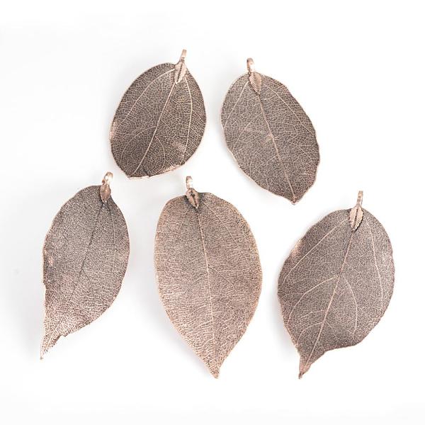 

PandaHall Electroplated Natural Leaf Big Pendants, with Iron Findings, Copper Plated, 55~85x25~40x1mm, Hole: 3x6mm Iron Leaf