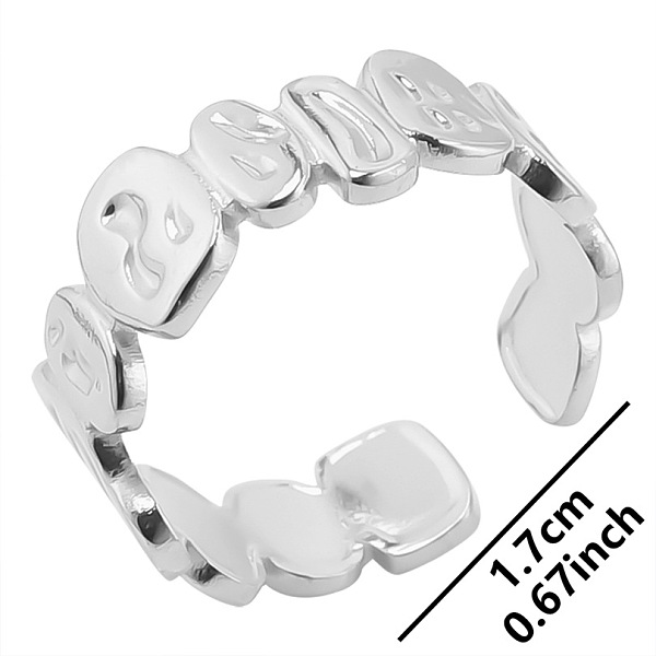 

PandaHall Vintage Stainless Steel Couple Rings, Oval Open Cuff Rings for Men and Women, Stainless Steel Color Stainless Steel