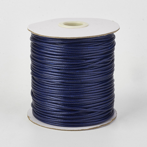 

PandaHall Eco-Friendly Korean Waxed Polyester Cord, Midnight Blue, 0.5mm, about 169.51~174.98 Yards(155~160m)/Roll Waxed Polyester Cord