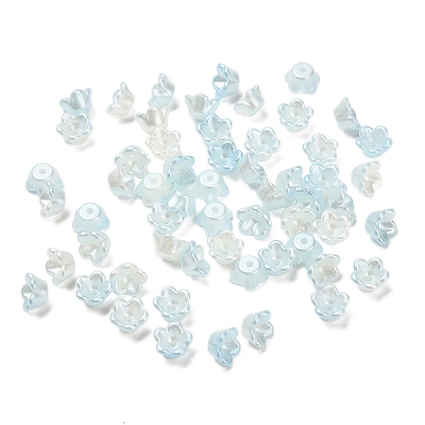 ABS Plastic Bead Caps, Flower, Light Cyan, 8x8x4mm, Hole: 1.2mm
