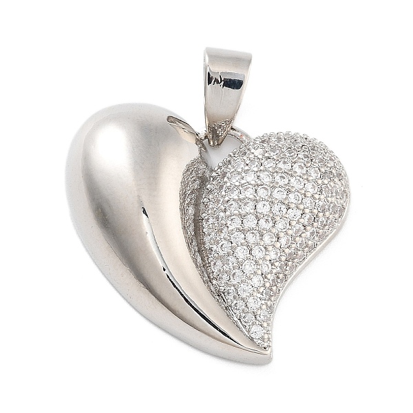 

PandaHall Brass Micro Pave Clear Cubic Zirconia Pendants, Heart, Platinum, 22x25x5mm, Hole: 8x4mm Brass+Cubic Zirconia Heart Clear