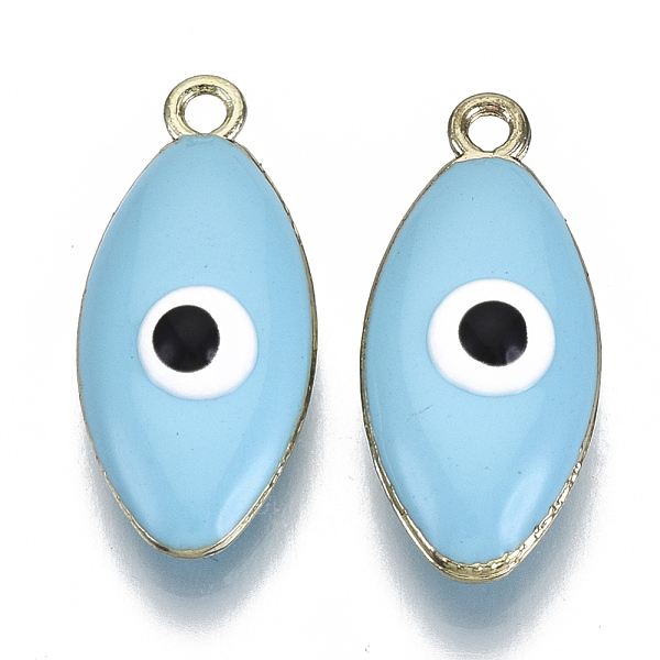 

PandaHall Alloy Enamel Pendants, Cadmium Free & Lead Free, Enamelled Sequins, Horse Eye with Evil Eye, Light Gold, Mixed Color..., Multicolor