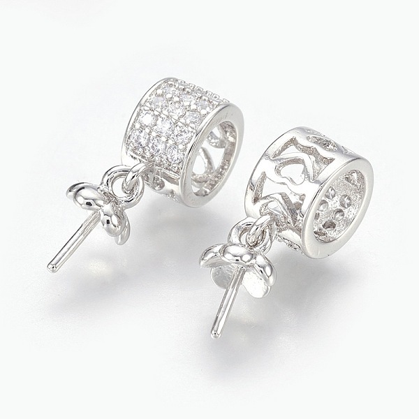 

PandaHall Brass Micro Pave Cubic Zirconia Peg Bails Pendants, For Half Drilled Beads, Clear, Platinum, 17mm, Hole: 5mm Brass+Cubic Zirconia...