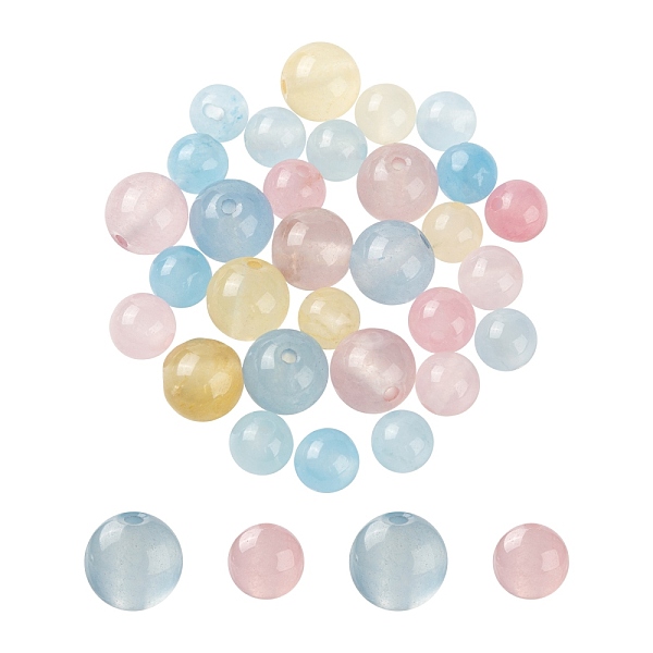 

PandaHall 30Pcs 2 Style Natural White Jade Beads, Round, Dyed, Mixed Color, 6mm/8mm, Hole: 1mm White Jade Round Multicolor