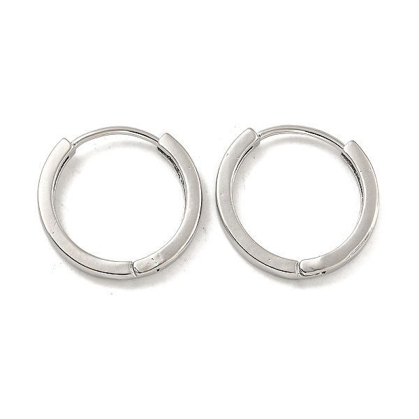 

PandaHall Brass Hoop Earrings, Round, Real Platinum Plated, 16x2mm Brass Round