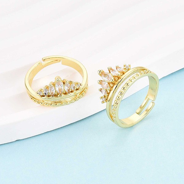 Bagues de manchette en laiton micro pavé de zircone cubique pour femmes