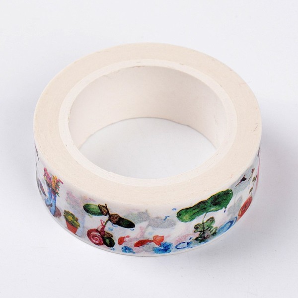 

PandaHall Fleeting Time Pattern DIY Scrapbook Decorative Paper Tapes, Adhesive Tapes, Colorful, 15mm, 10m/roll Paper