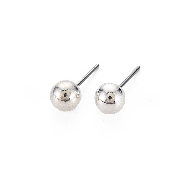 

PandaHall CCB Plastic Ball Stud Earrings for Women, Cadmium Free & Lead Free, Silver, 5.5mm, Pin: 0.6mm Plastic Round