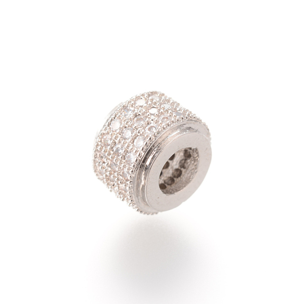 

PandaHall Brass Micro Pave Cubic Zirconia Beads, Column, Platinum, 9x6.5mm, Hole: 4mm Brass+Cubic Zirconia Column