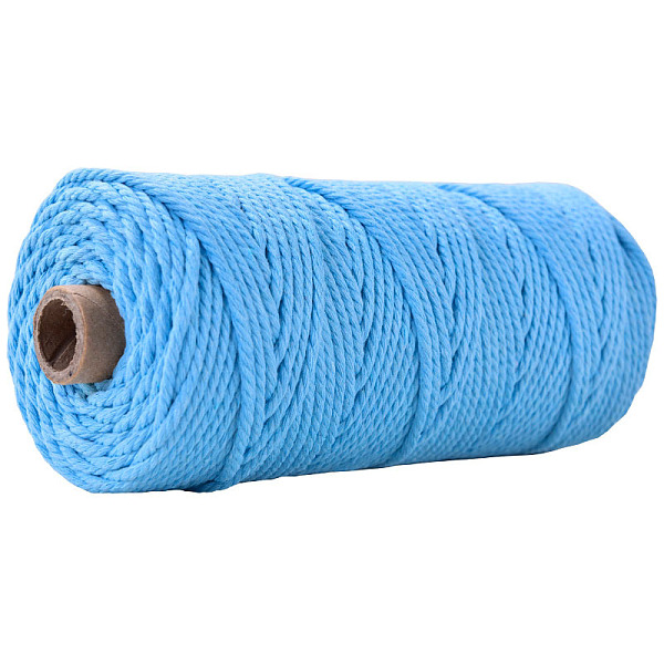

PandaHall Cotton String Threads for Crafts Knitting Making, Deep Sky Blue, 3mm, about 109.36 Yards(100m)/Roll Cotton