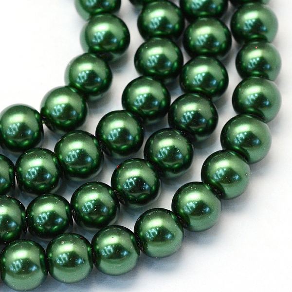

PandaHall Baking Painted Pearlized Glass Pearl Round Bead Strands, Dark Green, 8~9mm, Hole: 1mm, about 100~105pcs/strand, 31.4 inch Glass...
