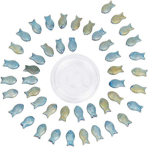 

PandaHall SUNNYCLUE 1 Box 100Pcs Fish Beads Bulk Glass Fish Bead Charm Summer Sea Ocean Animal Spacer Beads Double Sided Small Fish Loose..., Green