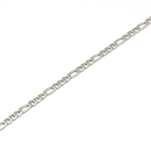 

PandaHall 304 Stainless Steel Figaro Chain Necklace Making, Matte Stainless Steel Color, 17.91 inch(45.5cm), 3mm 304 Stainless Steel